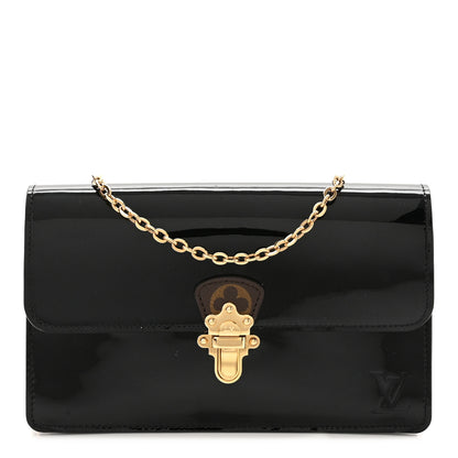 Louis Vuitton Patent Calfskin Monogram Cherrywood Chain Wallet Black 1 of 9