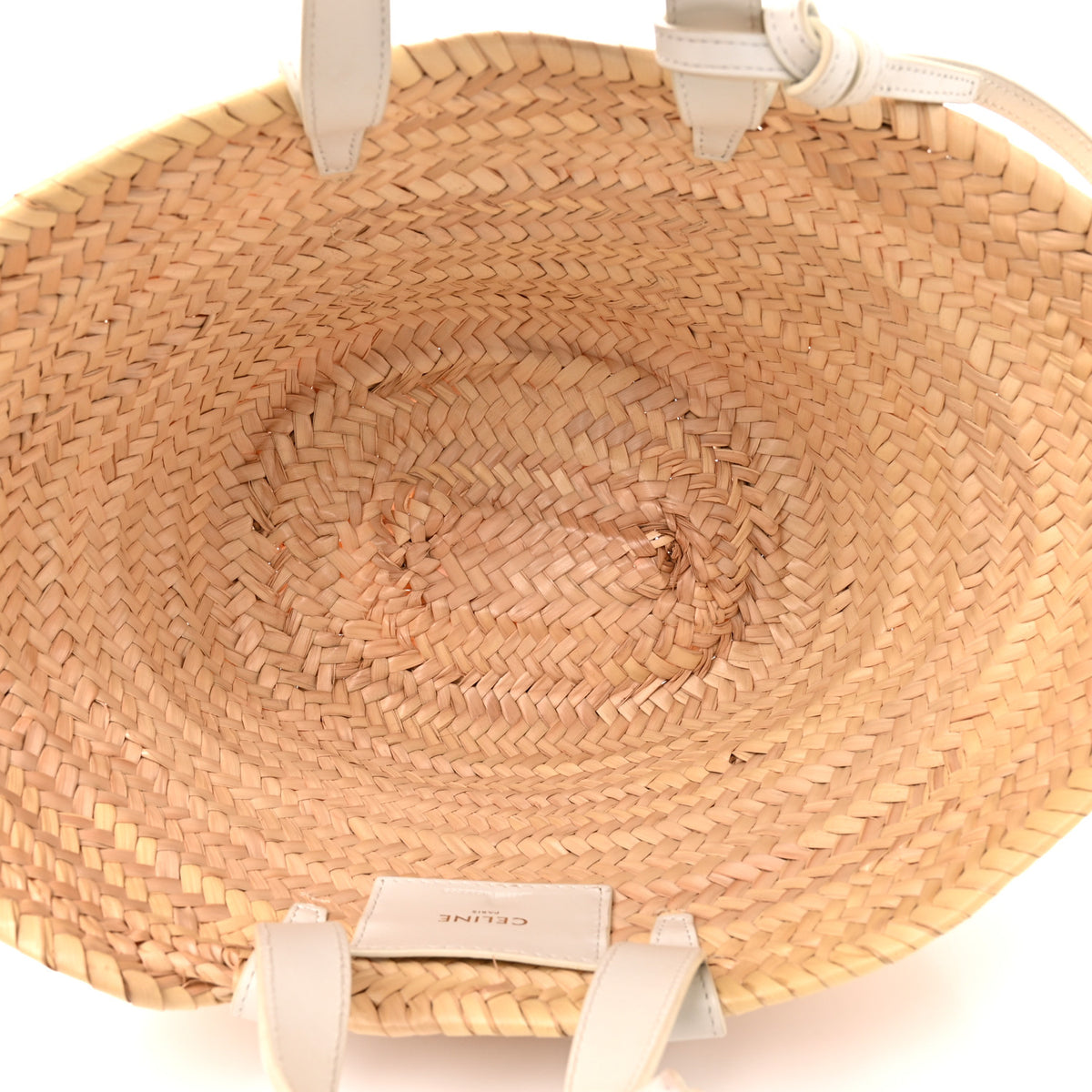 Celine Raffia Calfskin Triomphe Teen Panier White 5 of 11