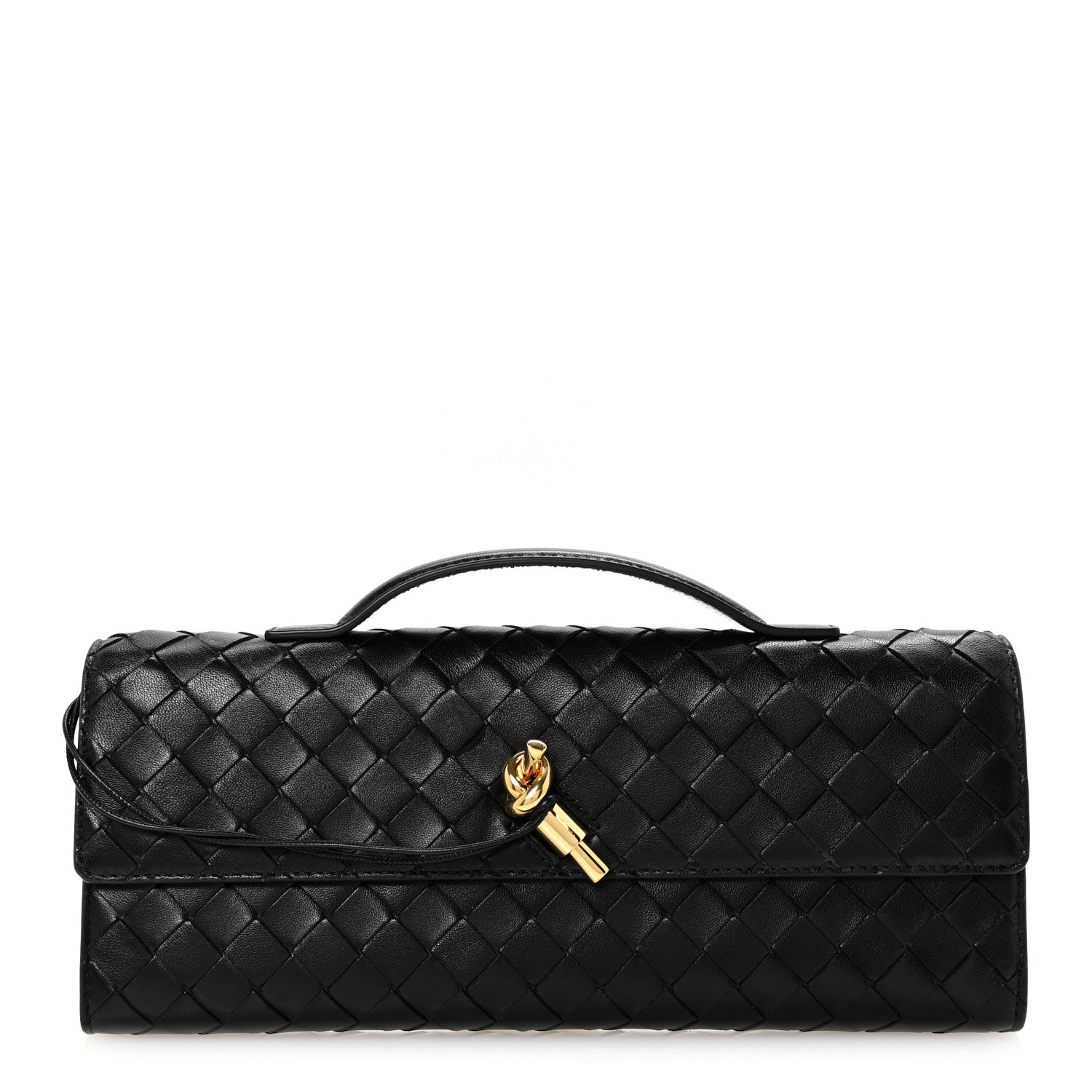 Bottega Veneta Nappa Intrecciato Long Andiamo Top Handle Clutch Black 1 of 6