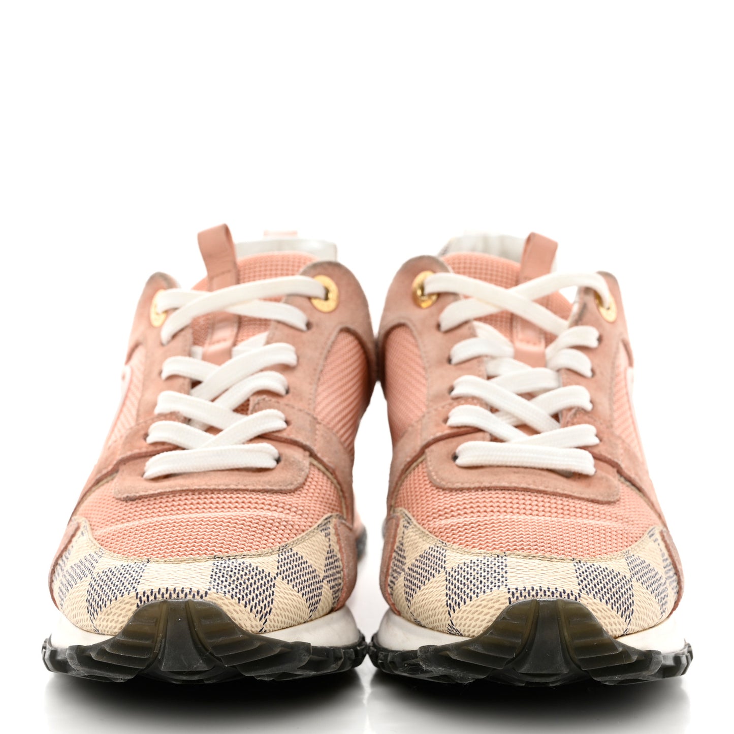 Suede Damier Azur Run Away Sneakers 36.5 Pink