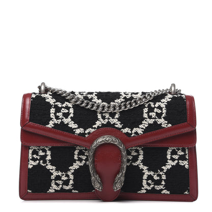 Gucci Tweed GG Monogram Small Dionysus Shoulder Bag Black White Romantic Cherry 1 of 9