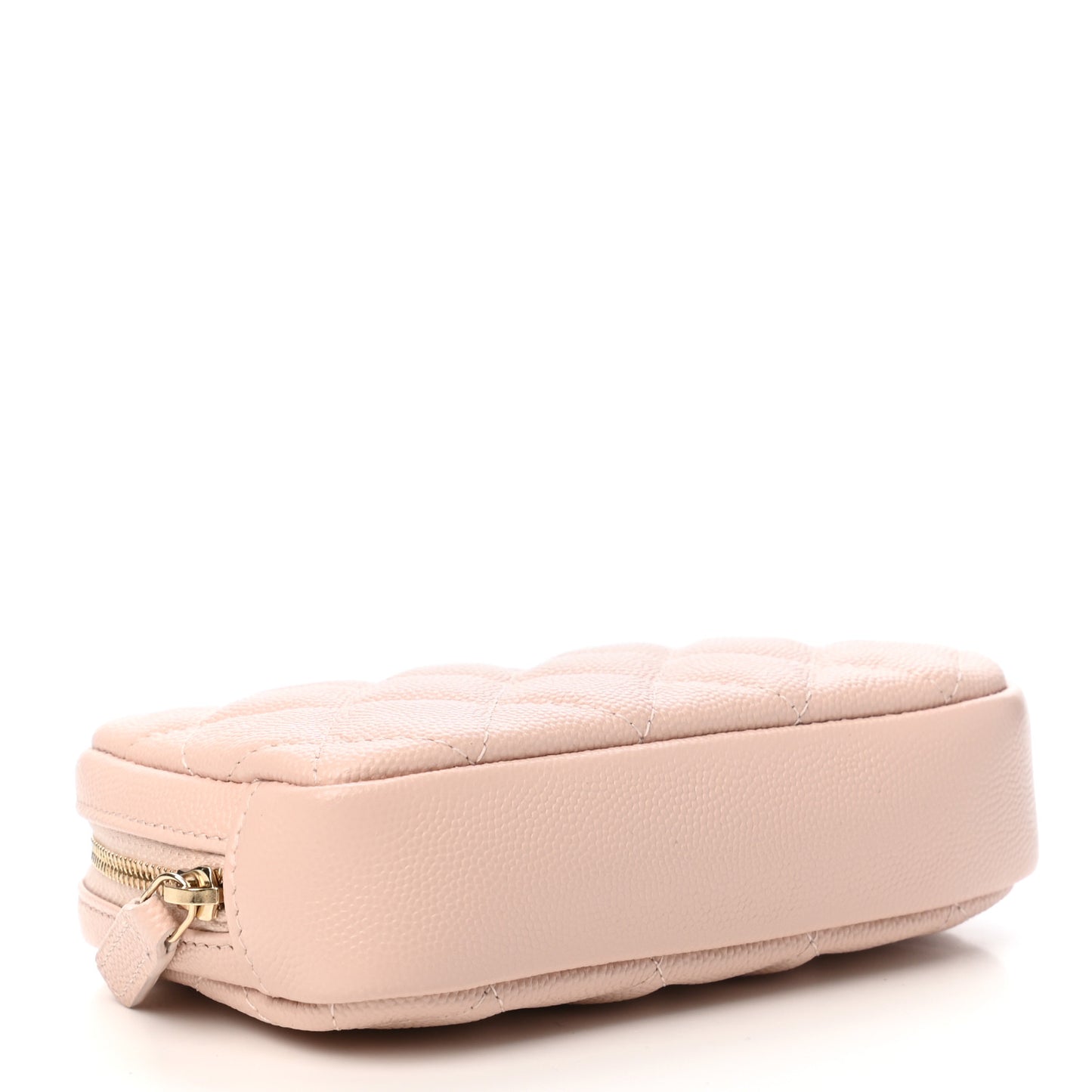 Caviar Quilted Small Curvy Pouch Cosmetic Case Light Pink