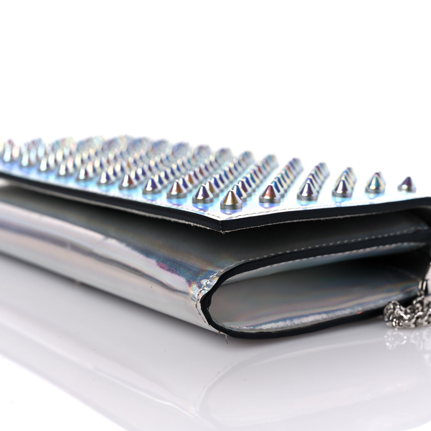 Christian Louboutin Metallic Calfskin Spikes Paloma Clutch Silver 9 of 13