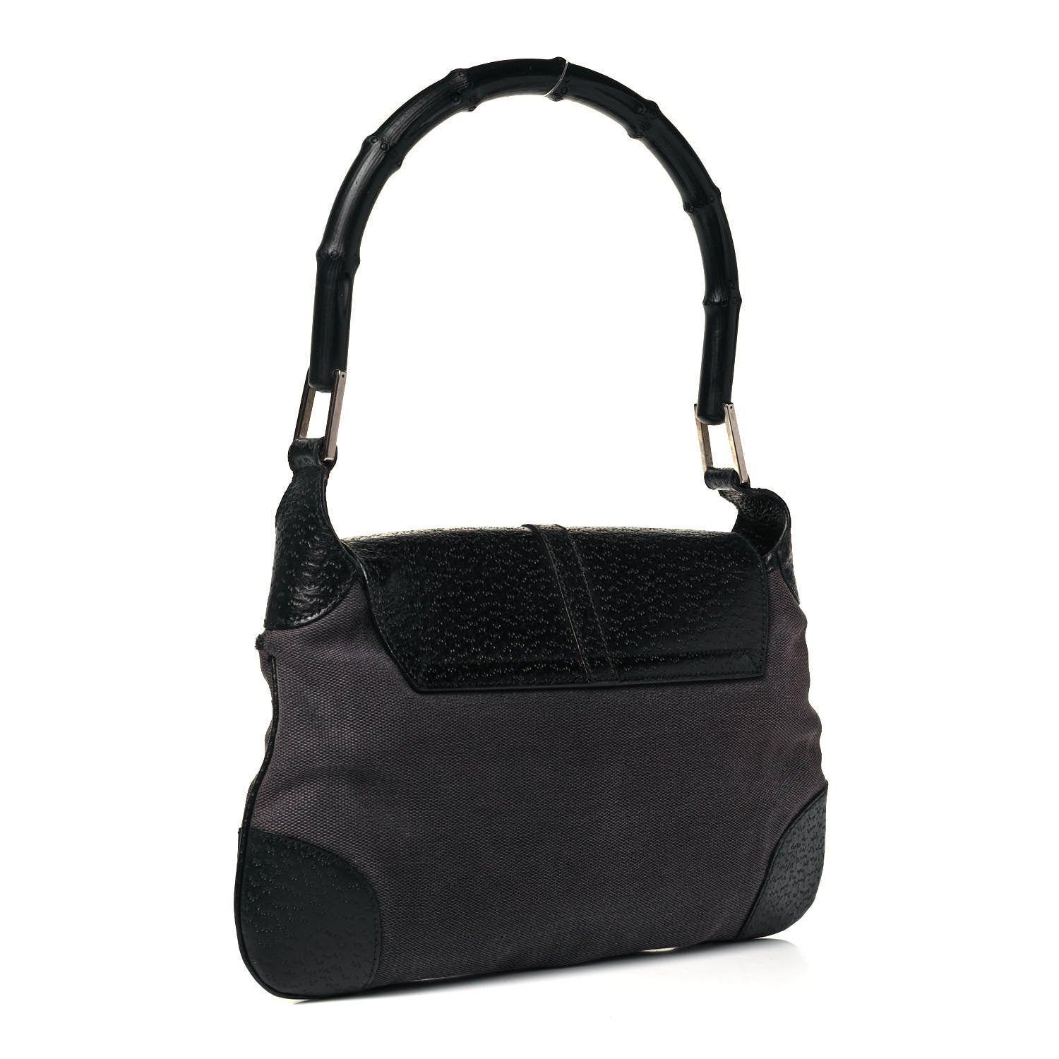 Gucci Calfskin Bamboo Handle Jackie O Hobo Black 3 of 9