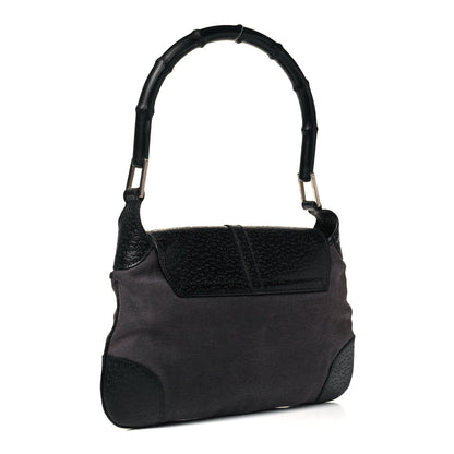 Gucci Calfskin Bamboo Handle Jackie O Hobo Black 3 of 9