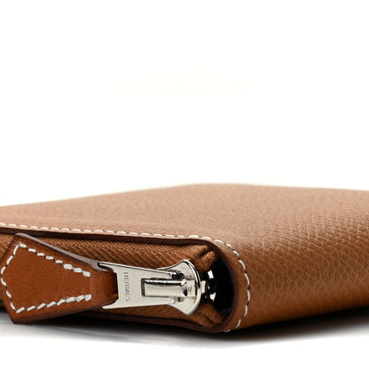 Hermes Epsom Silk'In Coin Purse Gold Bleu Navy Beige 7 of 9