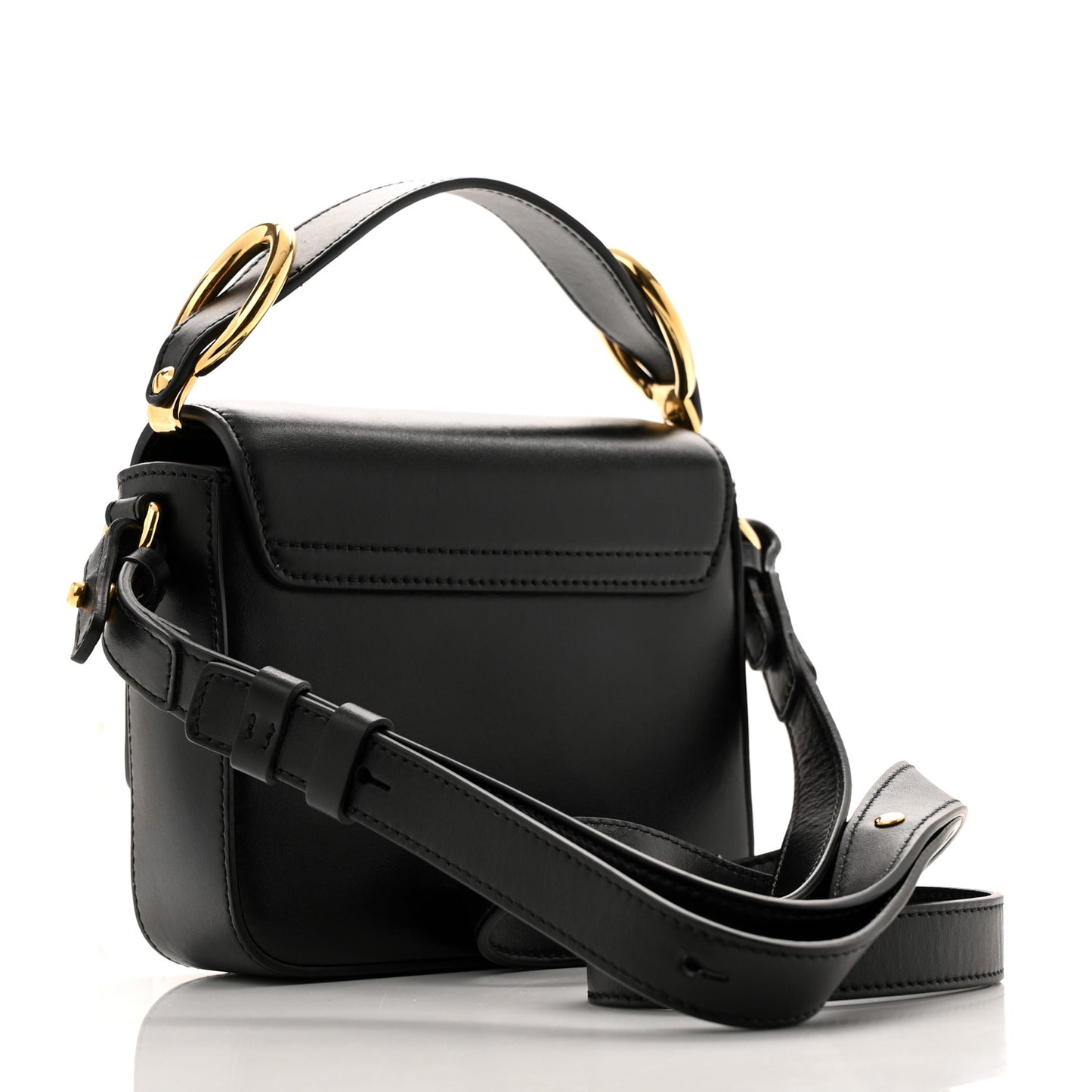 Shiny Calfskin Suede Mini C Double Carry Black