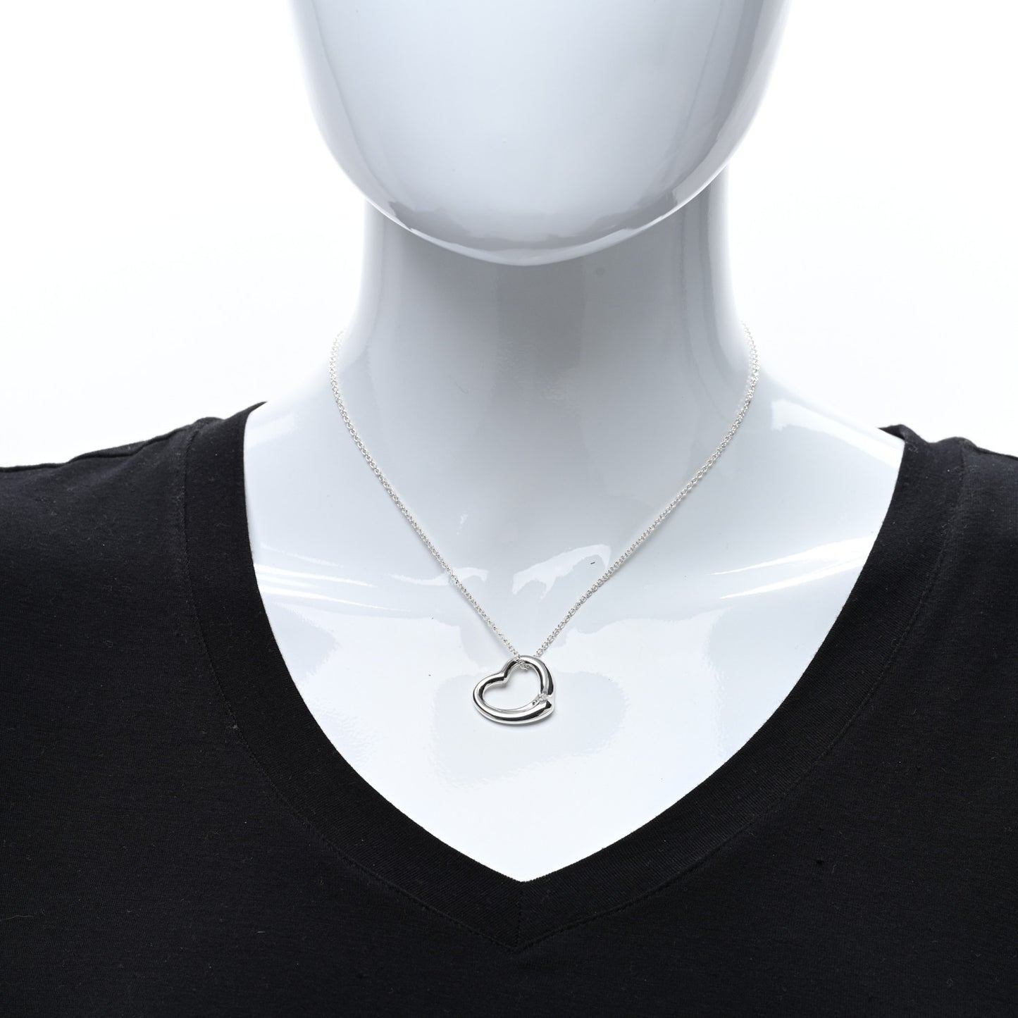 Sterling Silver 22mm Elsa Peretti Open Heart Pendant Necklace
