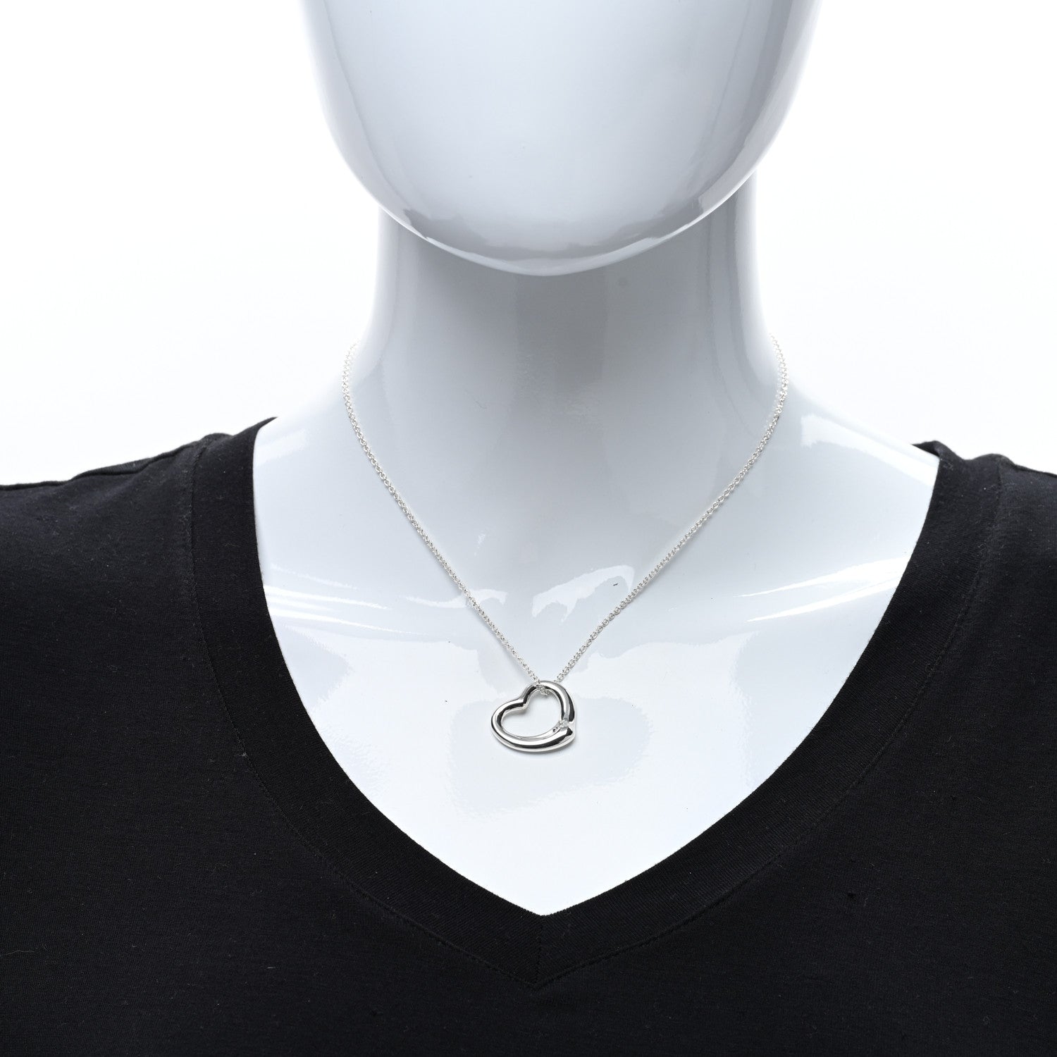 Tiffany Sterling Silver 22mm Elsa Peretti Open Heart Pendant Necklace 3 of 4