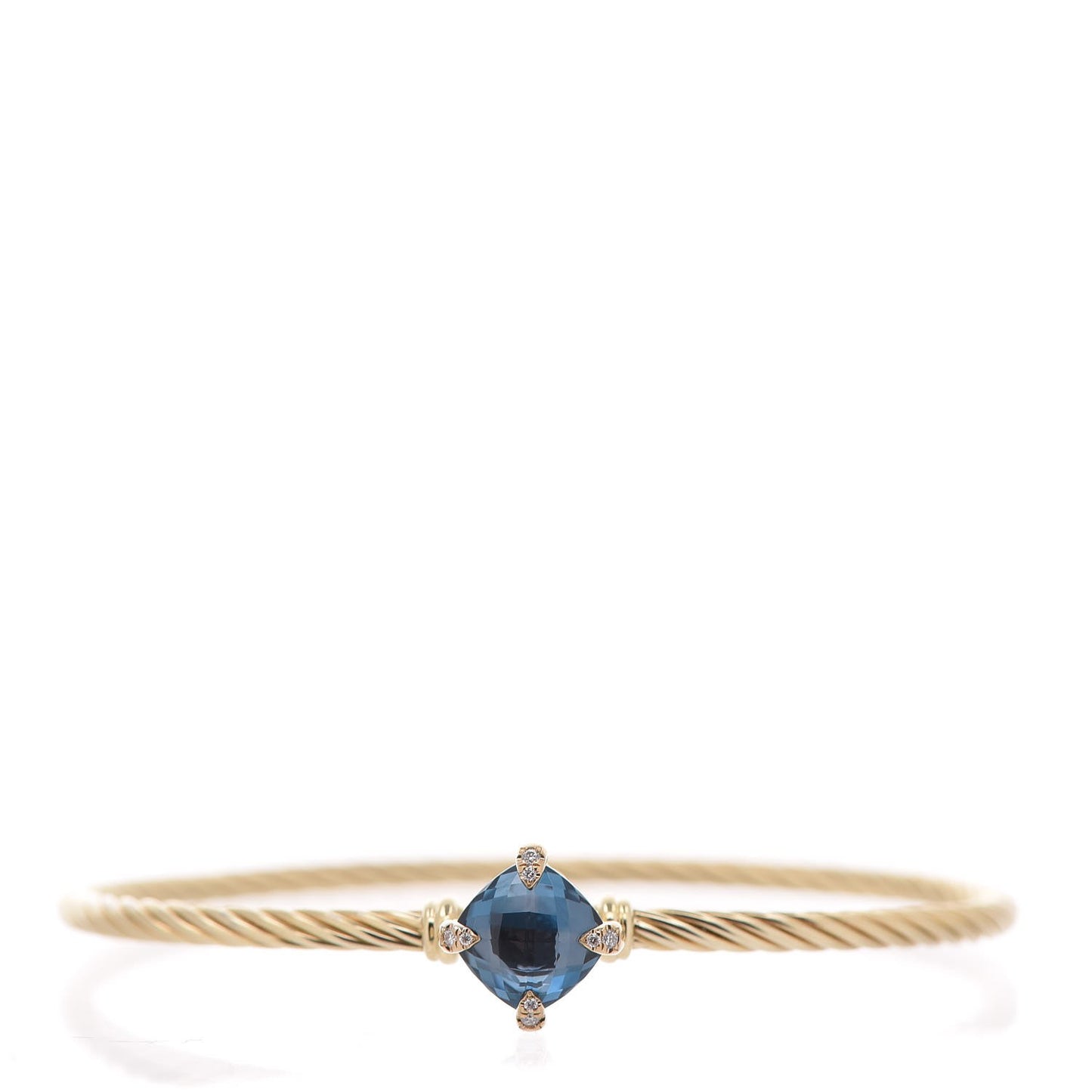 18K Yellow Gold Hampton Blue Topaz Diamond 8mm Chatelaine Bracelet