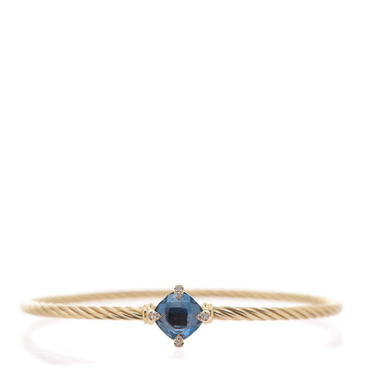 David Yurman 18K Yellow Gold Hampton Blue Topaz Diamond 8mm Chatelaine Bracelet 1 of 5
