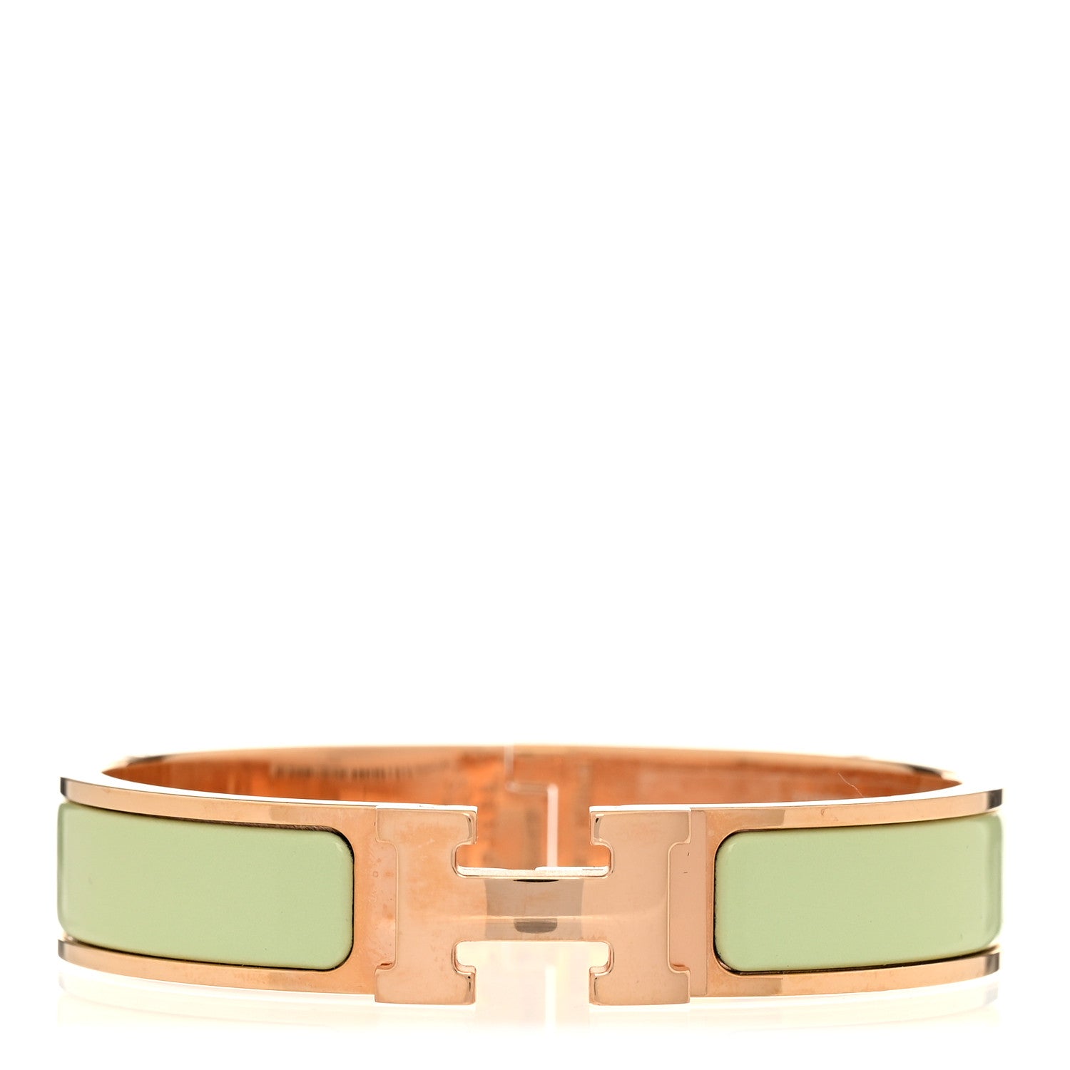 Hermes Enamel Narrow Clic Clac H Bracelet PM Vert Amande 1 of 5