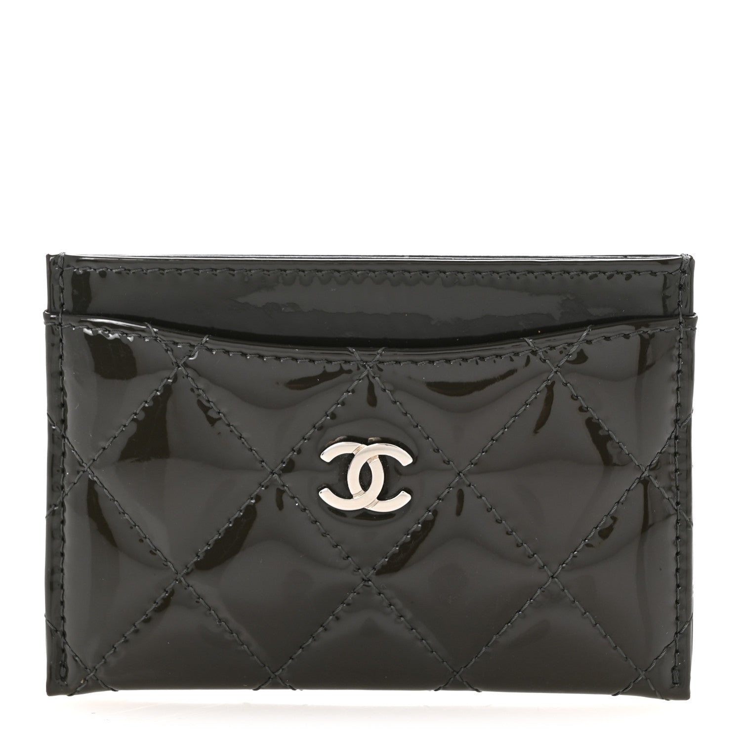 Chanel Patent Quilted Card Holder Dark Grey 1 of 11