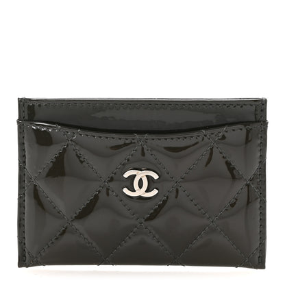 Chanel Patent Quilted Card Holder Dark Grey 1 of 11