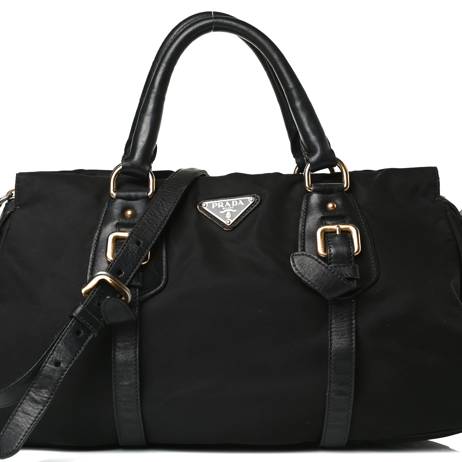 Prada Tessuto Nylon City Calfskin Shoulder Bag Black 8 of 21