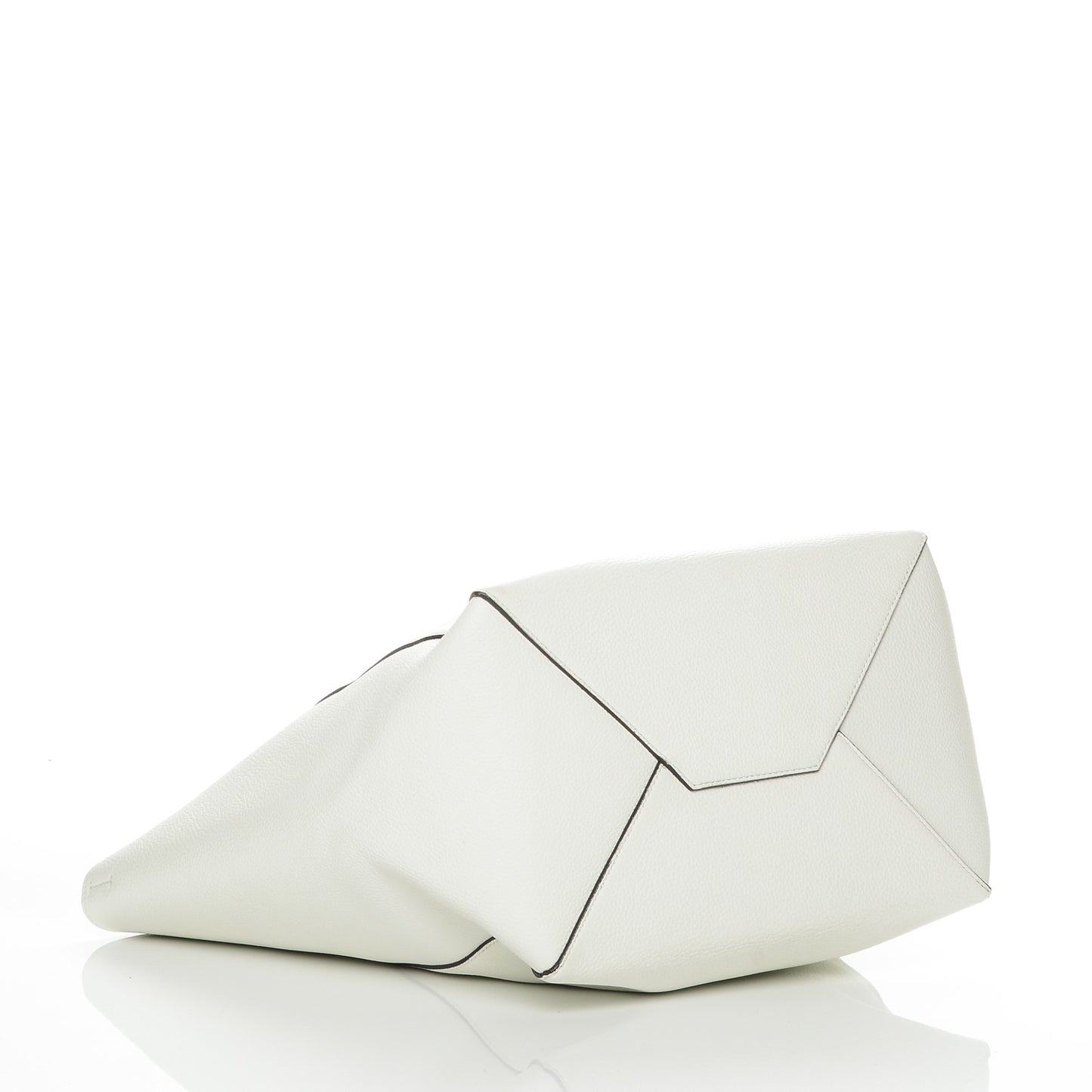 Grained Calfskin Medium Horizontal Cabas Phantom White