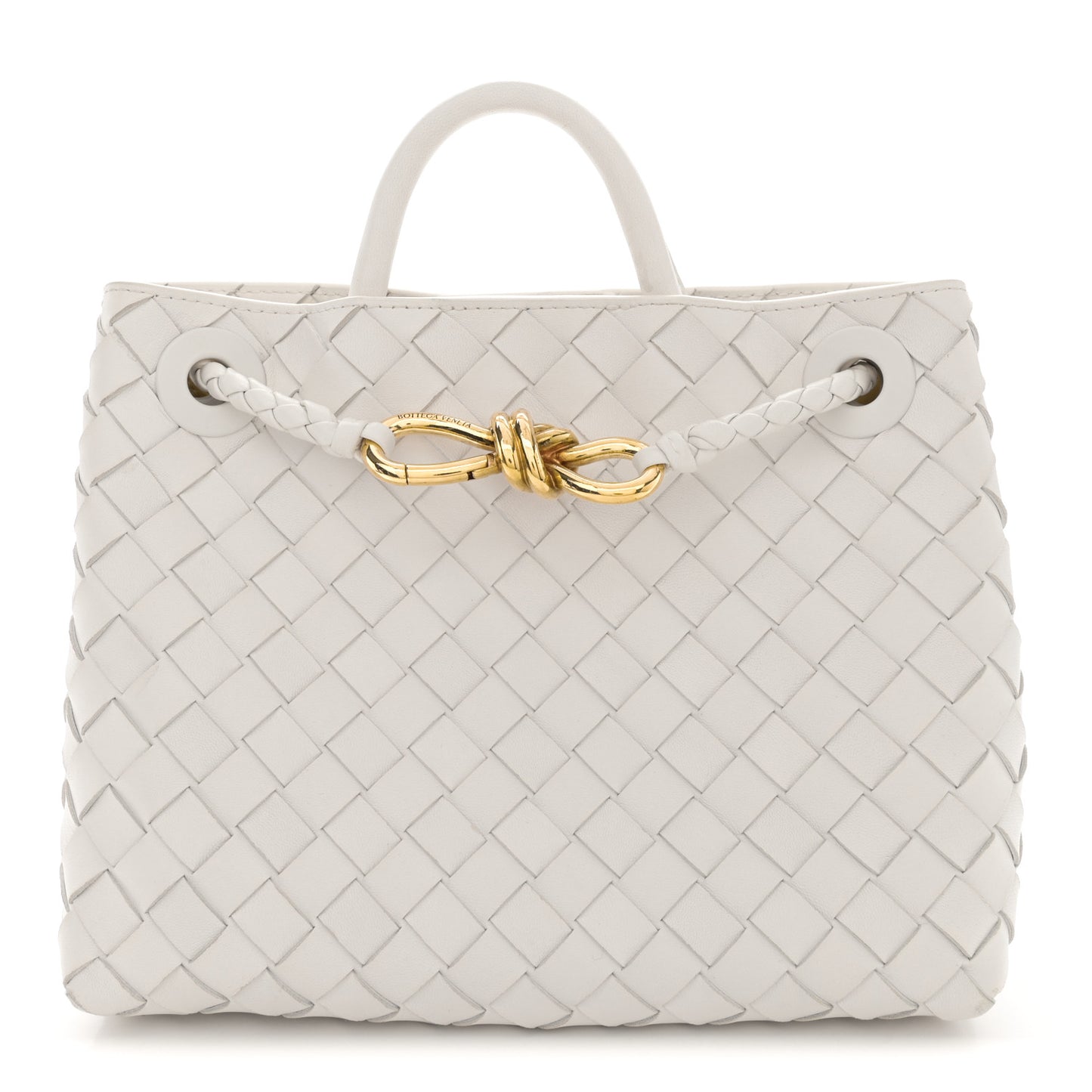 Nappa Intrecciato Small Andiamo Shoulder Bag White