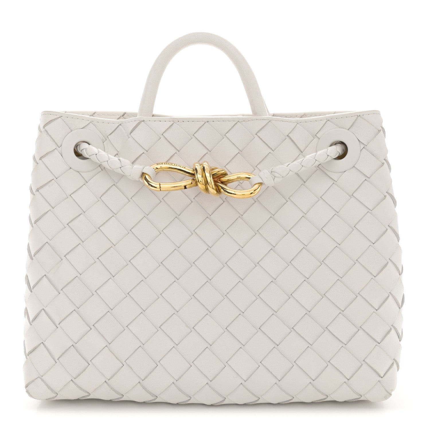 Bottega Veneta Nappa Intrecciato Small Andiamo Shoulder Bag White 1 of 12