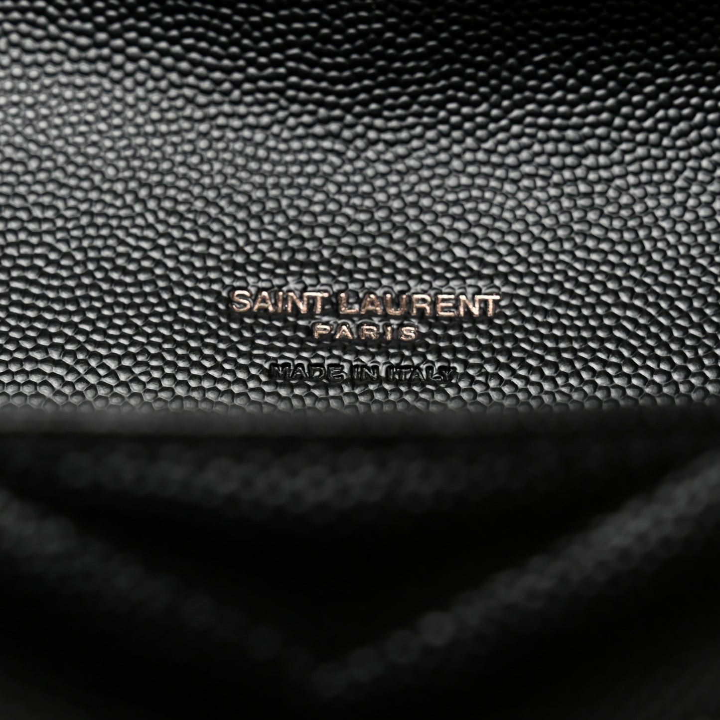 Grain De Poudre Matelasse Chevron Monogram Envelope Clutch Black