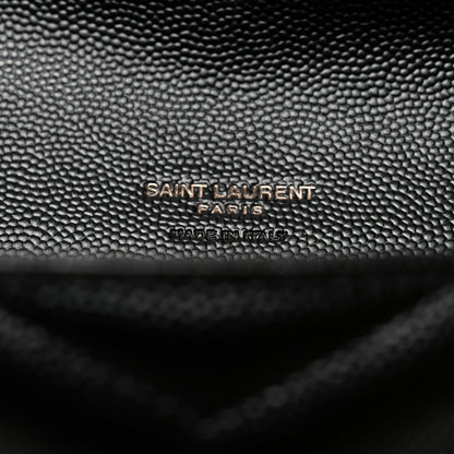 Saint Laurent Grain De Poudre Matelasse Chevron Monogram Envelope Clutch Black 6 of 7