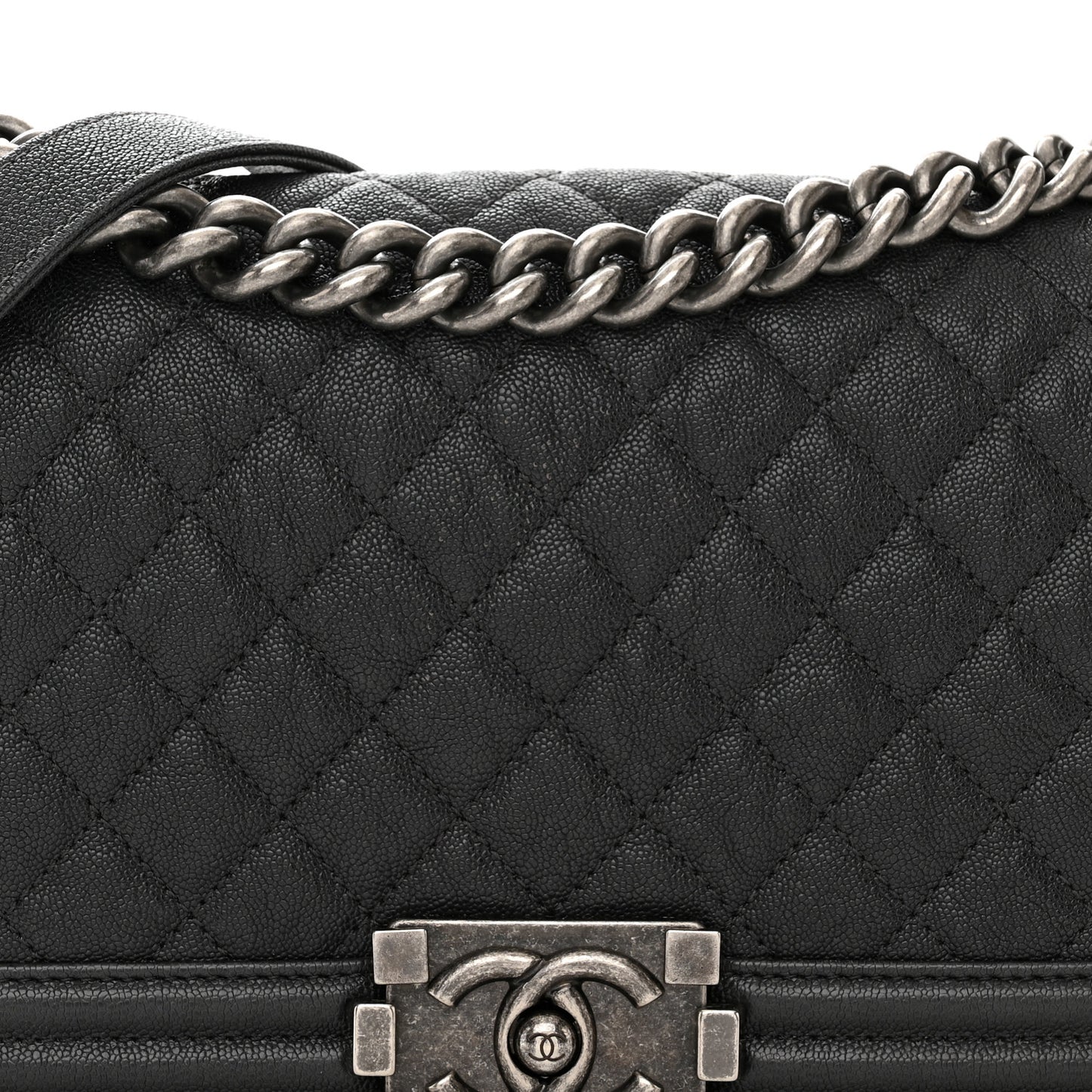 Caviar Quilted Medium Boy Flap Charcoal