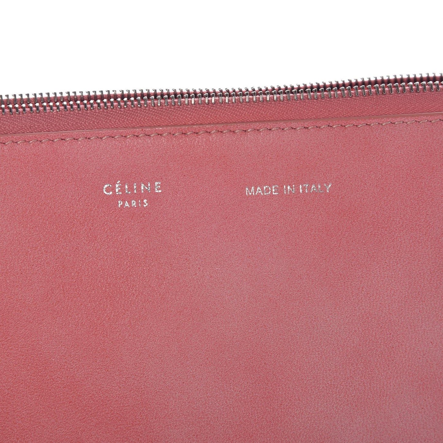 Plastic Bag with Cloudy Lambskin Solo Zip Pouch Clutch Pink