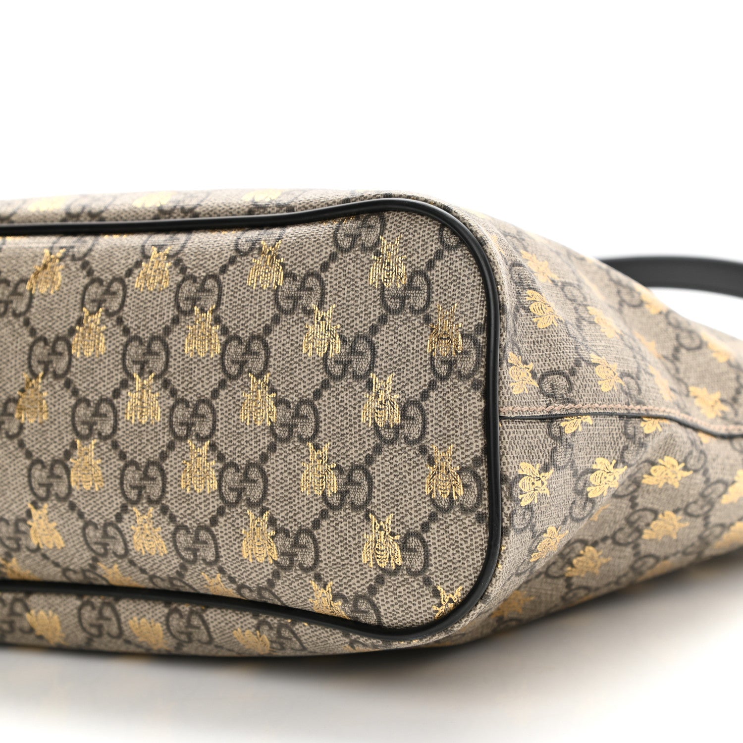 Gucci Soft GG Supreme Monogram Bees Small Crossbody Tote Beige Oro Black 10 of 13