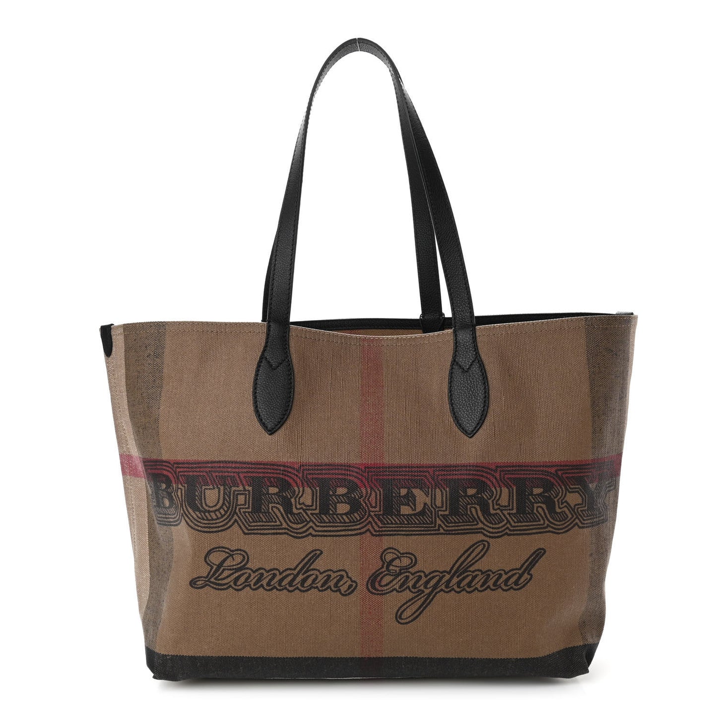 Coated Canvas Mega Check Medium Doodle Tote Black