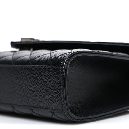 Saint Laurent Grain De Poudre Textured Mixed Matelasse Triquilt Medium Monogram Satchel Black 9 of 10