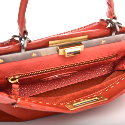 Fendi Vitello Saddle Cuoio Romano Selleria Medium Peekaboo Iconic Satchel Sienna Melon Moro 6 of 16