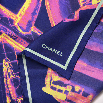 Chanel Silk X Ray Scarf Navy Blue 3 of 5