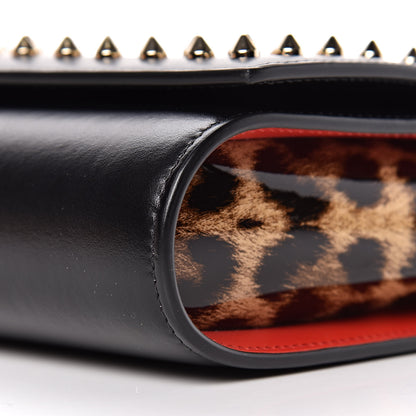 Christian Louboutin Calfskin Patent Leopard Spikes Paloma Clutch Black 8 of 11