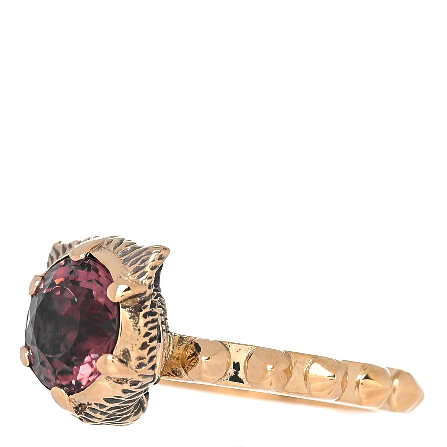 Gucci 18K Yellow Gold Diamond Pink Tourmaline Le Marché Des Merveilles Feline Ring 49 4.75 3 of 6