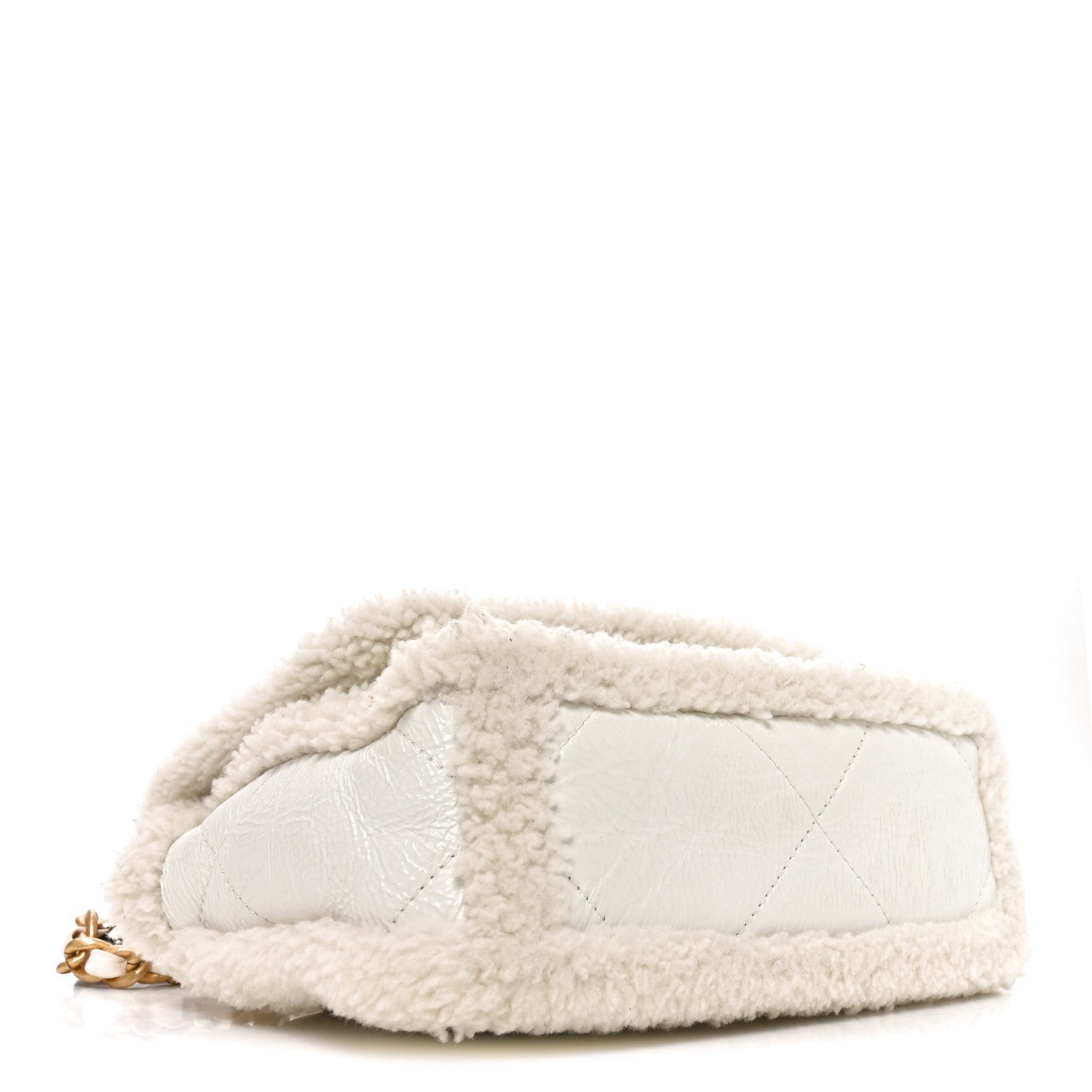 Chanel Crumpled Calfskin Shearling Sheepskin Medium Chanel 19 Flap White 3 of 9