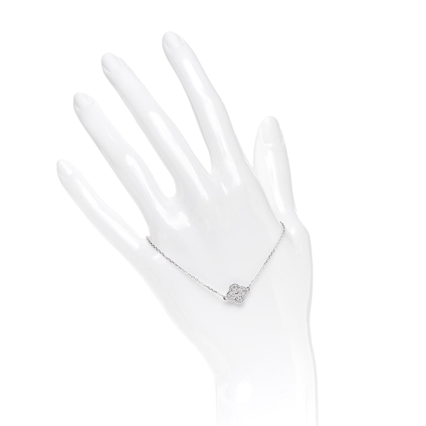 18K White Gold Diamond Sweet Alhambra Bracelet