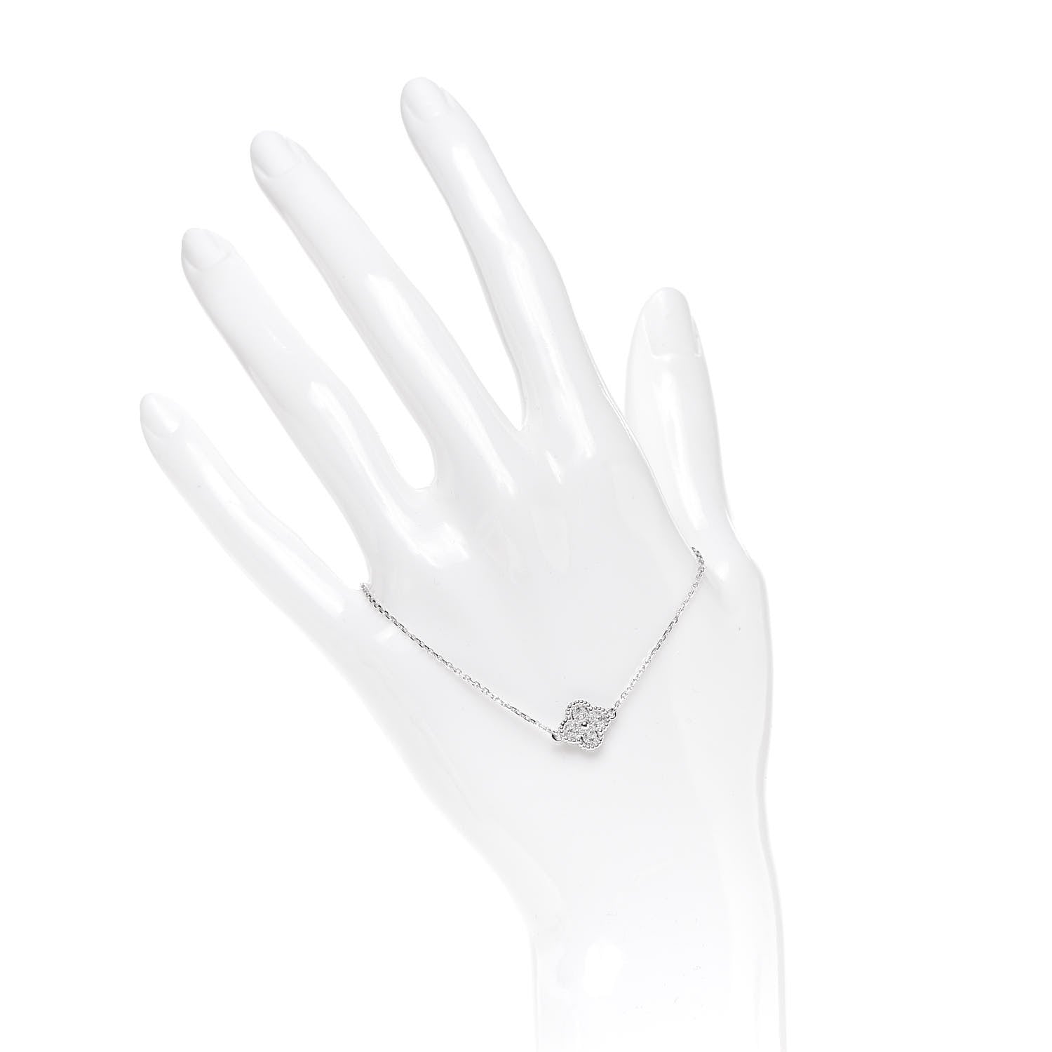 Van Cleef & Arpels 18K White Gold Diamond Sweet Alhambra Bracelet 2 of 5