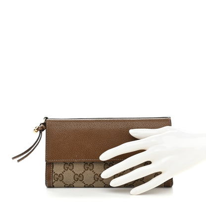 Gucci Calfskin GG Supreme Monogram Continental Wallet Beige Ebony 2 of 7