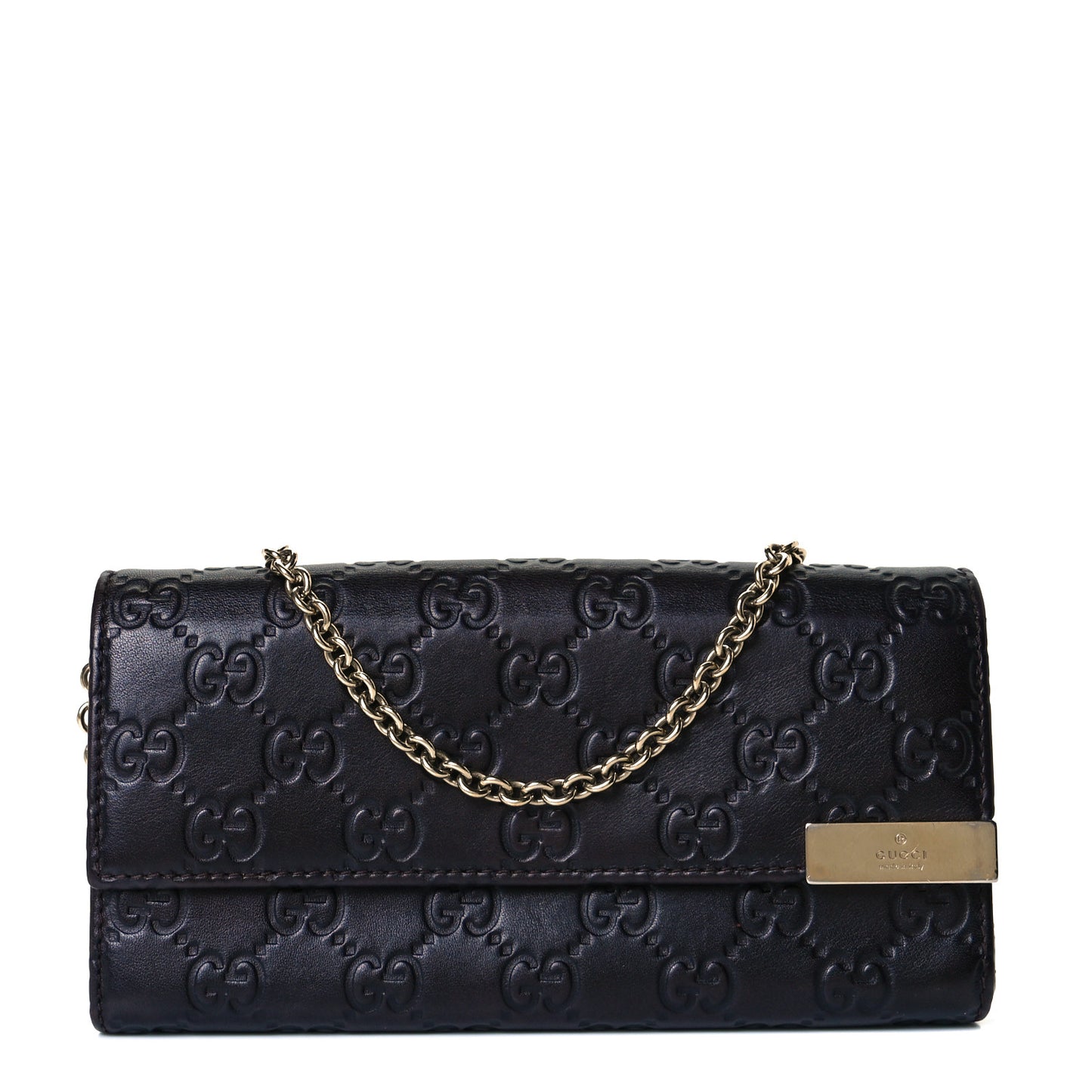 Guccissima Signature Dice Chain Wallet Chocolate