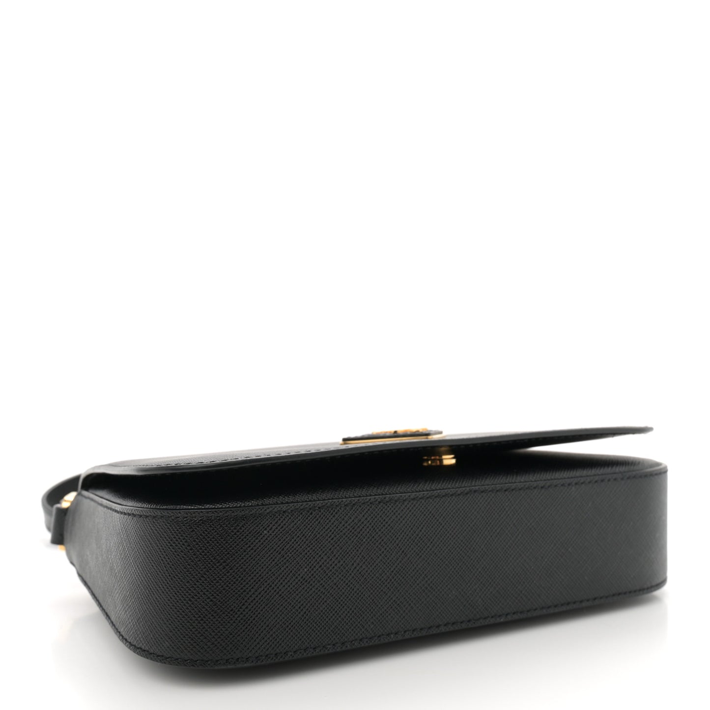 Saffiano Metal Triangle Logo Shoulder Bag Black