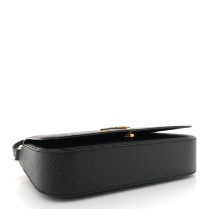 Prada Saffiano Metal Triangle Logo Shoulder Bag Black 4 of 10