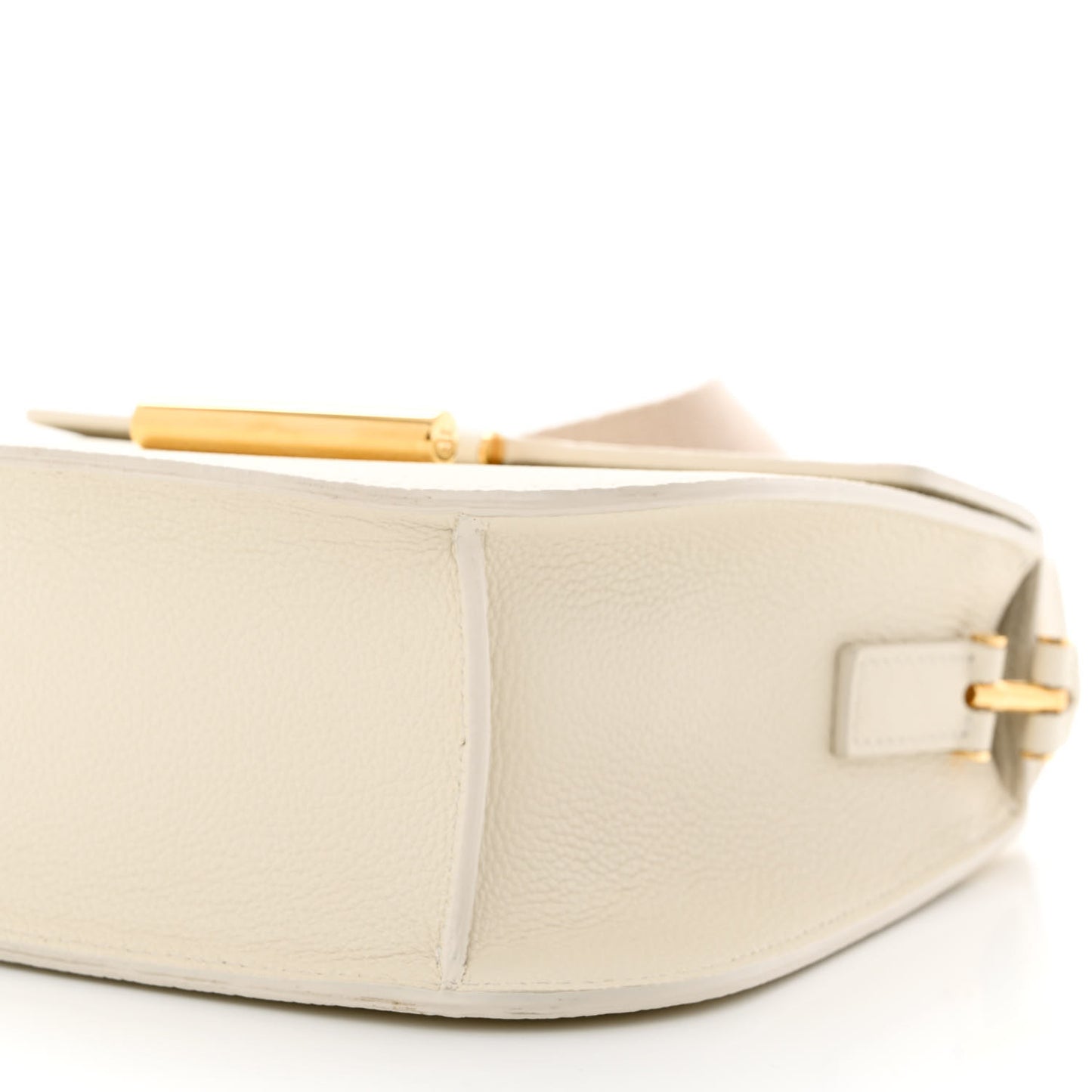Grained Calfskin T Clasp Tara Crossbody Bag White