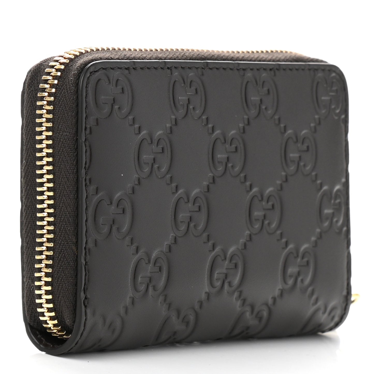 Guccissima Zip Around Card Case Dark Brown