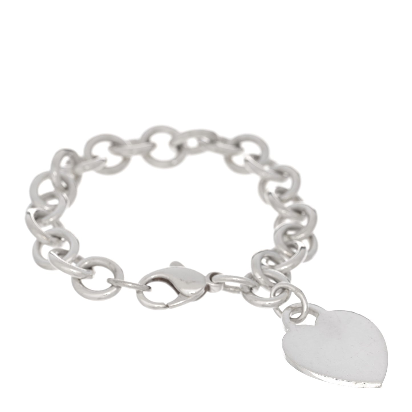 Sterling Silver Heart Tag Charm Bracelet