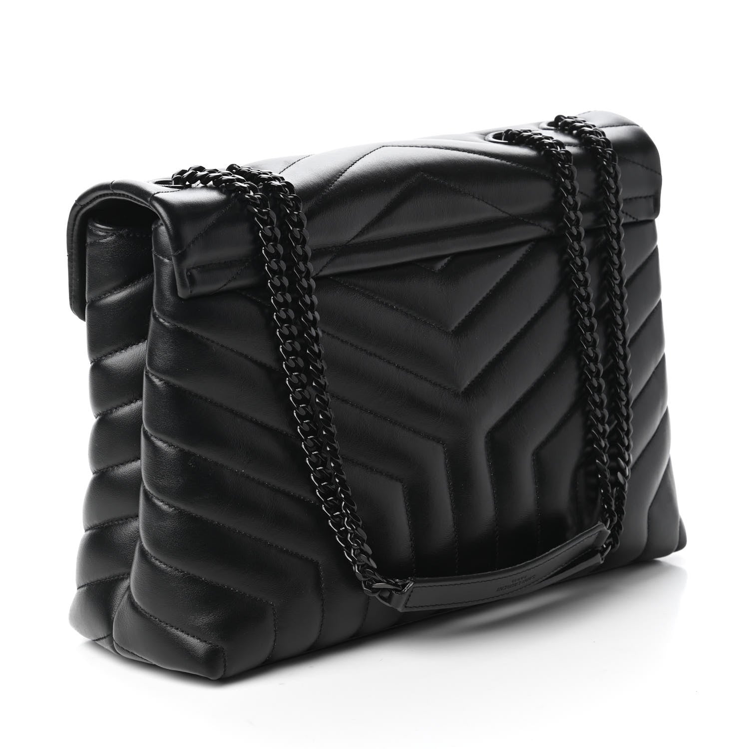 Saint Laurent Calfskin Y Quilted Monogram Medium Loulou Chain Satchel Black 3 of 11