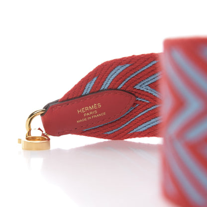 Hermes Toile Swift 50mm Sangle ZigZag Shoulder Strap Rouge De Coeur Bleu Du Nord 3 of 4