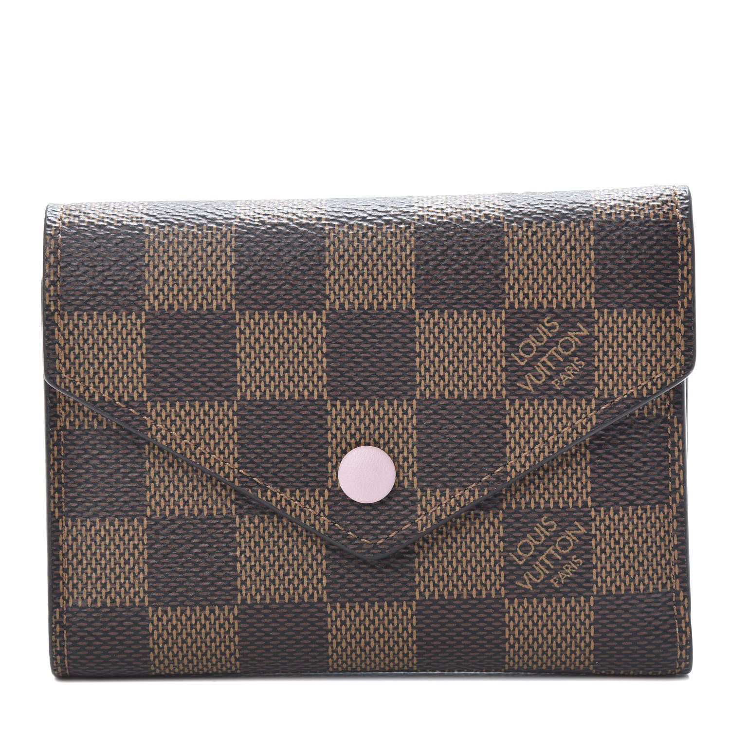 Louis Vuitton Damier Ebene Victorine Wallet Rose Ballerine 1 of 8