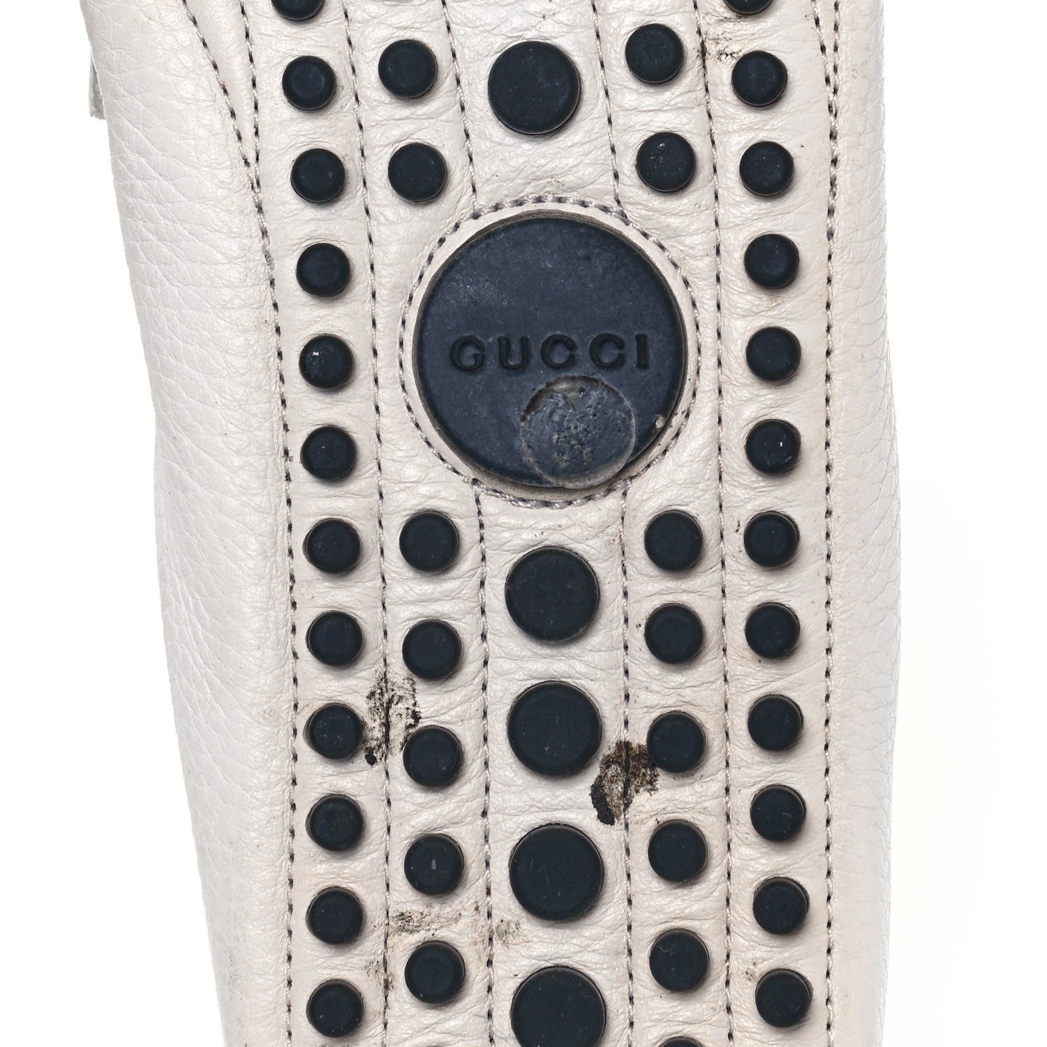 Gucci Calfskin Horsebit Web Womens Driver Loafers 38.5 White 6 of 10