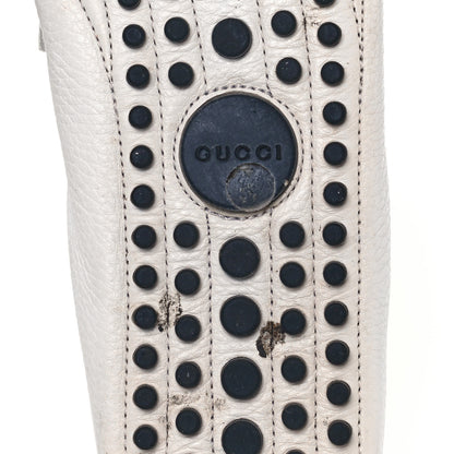 Gucci Calfskin Horsebit Web Womens Driver Loafers 38.5 White 6 of 10