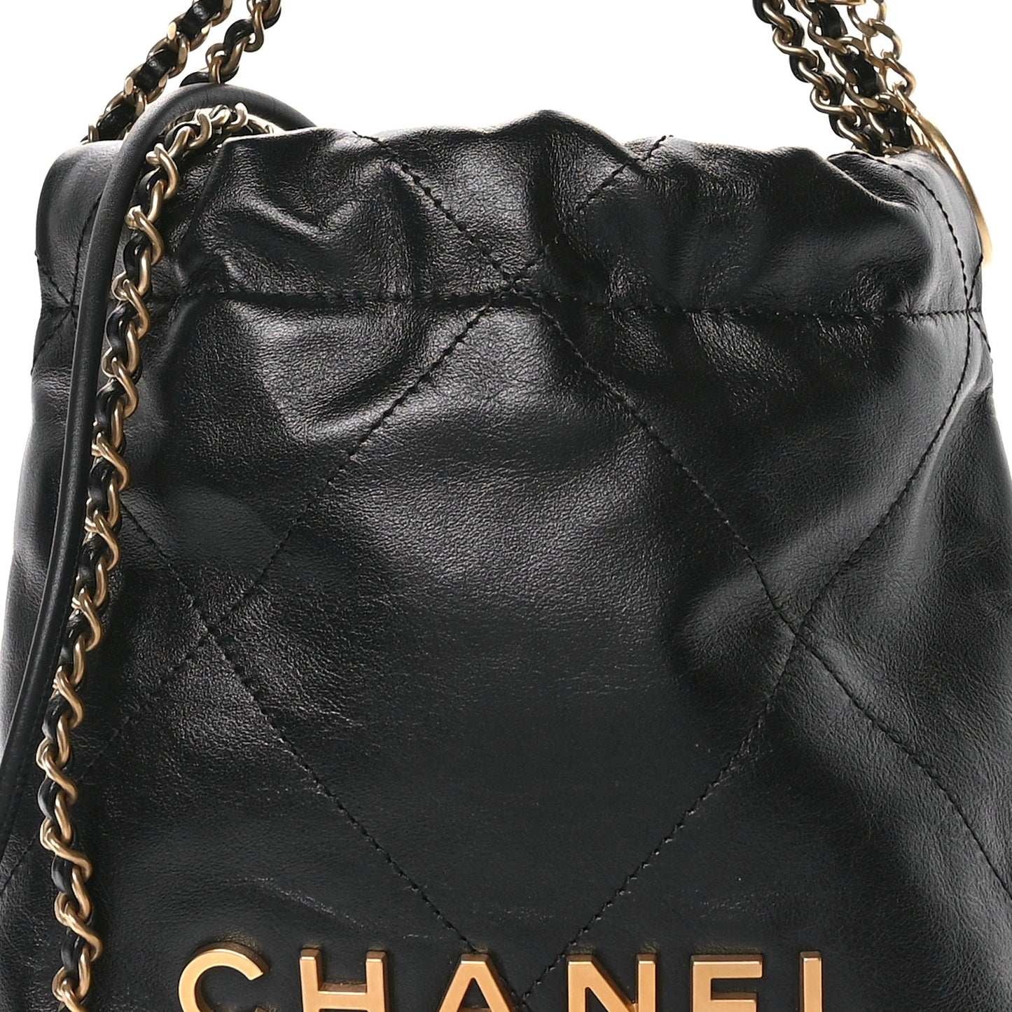 Shiny Calfskin Quilted Mini Chanel 22 Black