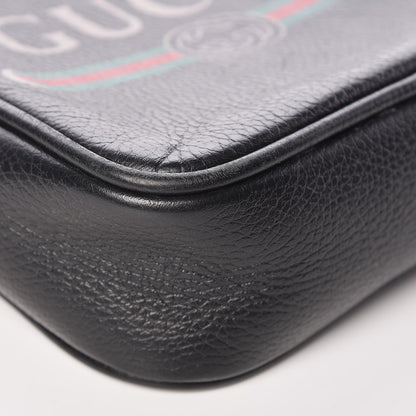 Gucci Grained Calfskin Logo Messenger Bag Black 9 of 13